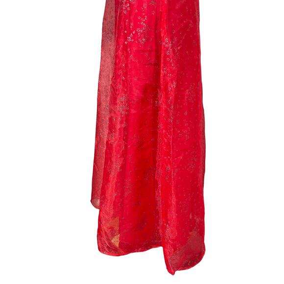 VTG 90s Juniors Red Sparkle Halter Dress Zum Zum by Niki Livas Ballgown Fairy - Picture 10 of 14